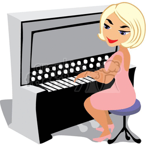 Smiling lady playing the organ clipart.