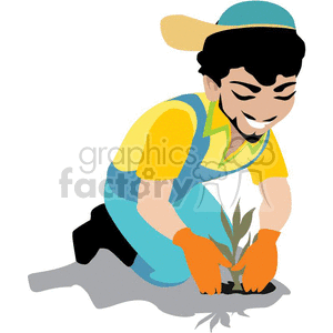 Man planting the garden clipart. Commercial use image # 373728