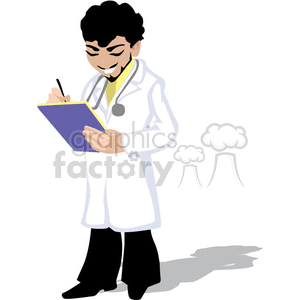 clipart clip art vector occupations work working job jobs eps jpg gif png medical doc doctor doctors reading chart charts male hospital hispanic man