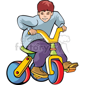 Child on a tricycle clipart.