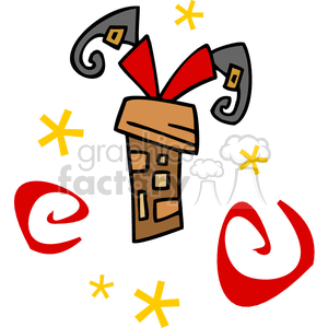 clipart - Santa stuck in a chimney.