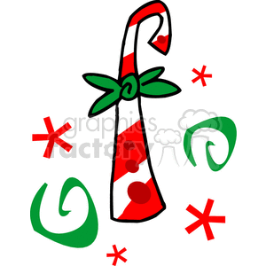 Candycane with a green bow on it clipart. Commercial use image # 143360