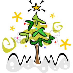Whimsical Two Toned Green Christmas Tree clipart. Royalty-free image # 143368
