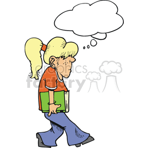 Teenage girl walking to class clipart. Commercial use image # 375023