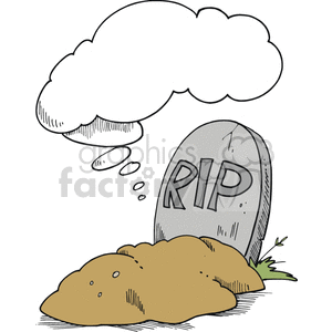 RIP tombstone with thought bubble clipart.