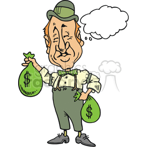 Irish man holding two green money bags clipart. Commercial use image # 375097