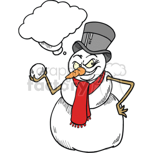 Snowman getting ready to throw a snowball