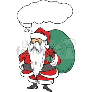 Santa claus holding a big green bag of toys clipart. Commercial use image # 375121