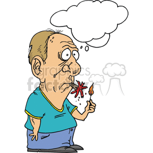 Man lighting an explosive cigarette clipart. Commercial use image # 375127