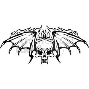 Skull with wings clipart.
