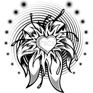 Flower Heart Tattoo Design with a spiral clipart. Commercial use image # 375453