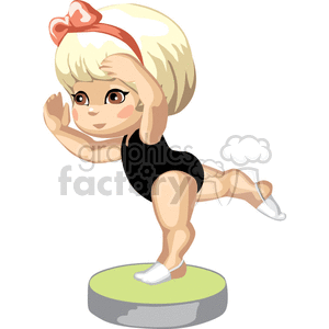 clipart - A blonde haired girl in black leotards and ballet shoes.