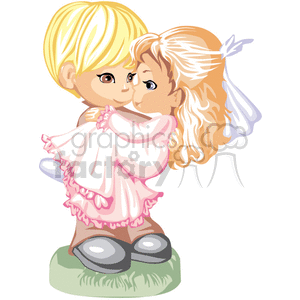clipart - Little Boy Holding a Girl in his Arms.