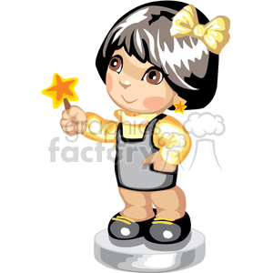 Cutel little girl holding a star clipart.