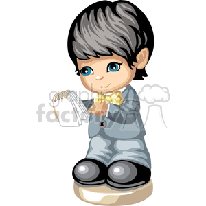 A little boy in a grey suit checking his list clipart. Commercial use image # 376332