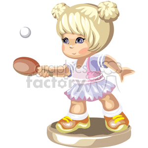 blond little girl playing ping pong