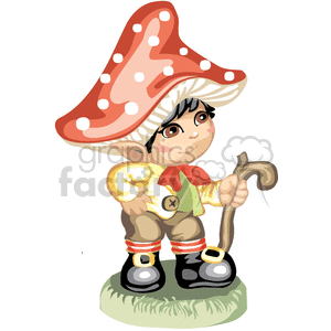 A little elf with a mushroom hat clipart. Royalty-free image # 376462