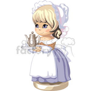 A chamber maid bringing tea clipart. Commercial use image # 376467