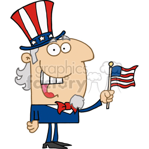 uncle Sam with american flag clipart.