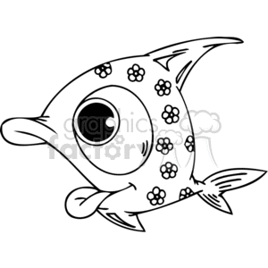 Fish with big eyes and flowers in its body clipart.