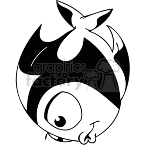 clipart - a balck and white angel fish swimming down.