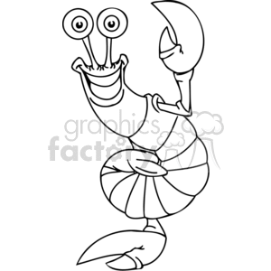 clipart - funny shrimp pusing up on one hand.