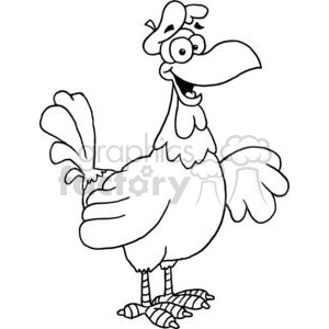 black and white French Hen clipart. Royalty-free image # 377885