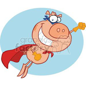 cape and mask wearing cartoon pig flying clipart. Royalty-free image # 377914