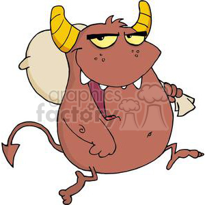 3131-Happy-Monster-Runs-With-Bag clipart. Commercial use image # 380725