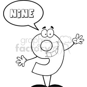 3462-Friendly-Number-9-Nine-Guy-With-Speech-Bubble clipart. Commercial use image # 380891