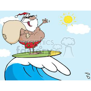 African-American---Santa-Claus-Carrying-His-Sack-While-Surfing clipart.
