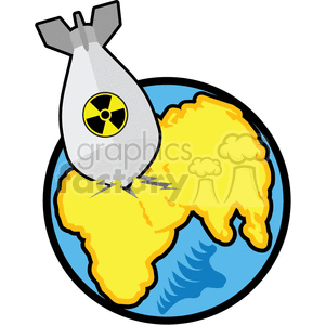 nuclear atomic cartoon radioactive toxic bomb bombs hazard symbol explosion boom fallout weapon weapons missile launch attack war Middle East Egypt Libya