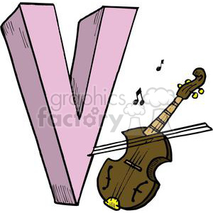 violin cartoon musical music instrument V pink letter letters