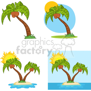 cartoon funny vector sun sunshine island islands palm tree trees tropical
