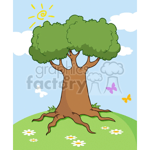 cartoon funny vector tree trees spring