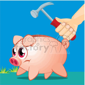 scared piggy bank clipart. Commercial use image # 382229