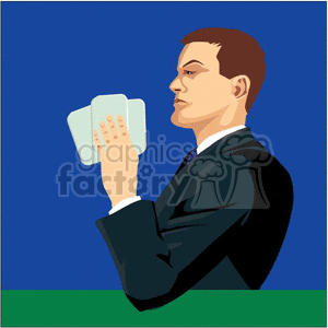 clipart - man playing cards.