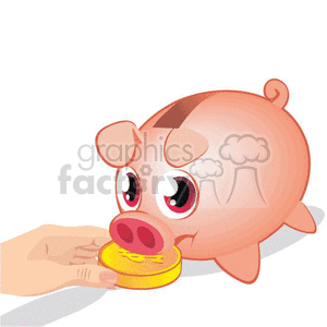 feed the piggy bank clipart. Royalty-free image # 382269