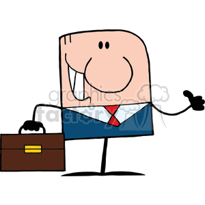 4344-Cartoon-Doodle-Businessman-Holding-A-Thumb-Up clipart. Commercial use image # 382348