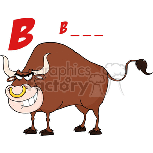 clipart - 4365-Bull-Cartoon-Character-With-Letter-B.
