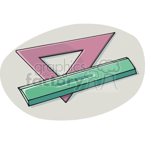 Cartoon triangle and ruler  clipart.