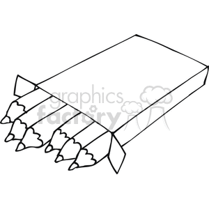 Black and white outline of a pack of crayons clipart. Royalty-free image # 382558