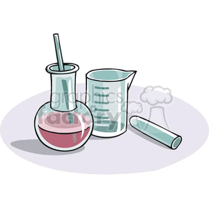 Cartoon chemistry beaker and test tube clipart. Royalty-free image # 382581