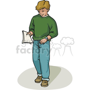 Cartoon student carrying his homework clipart. Commercial use image # 382671