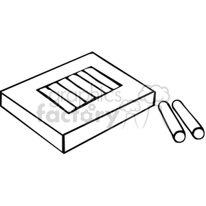 Black and white outline of a pack of chalk clipart. Royalty-free image # 382715