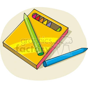Cartoon colored box of crayons clipart. Commercial use image # 382749