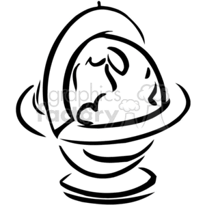 Black and white outline of a classroom globe clipart. Commercial use image # 382767