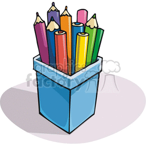 Cartoon container of colored pencils  clipart. Royalty-free image # 382853
