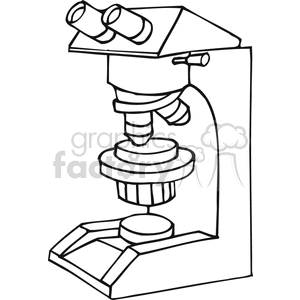 Black and white outline of a magnifying microscope  clipart. Commercial use image # 382890