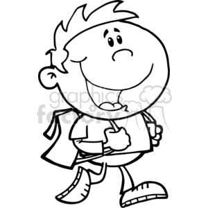 black and white outline of a boy walking to school clipart. Royalty-free icon # 383298